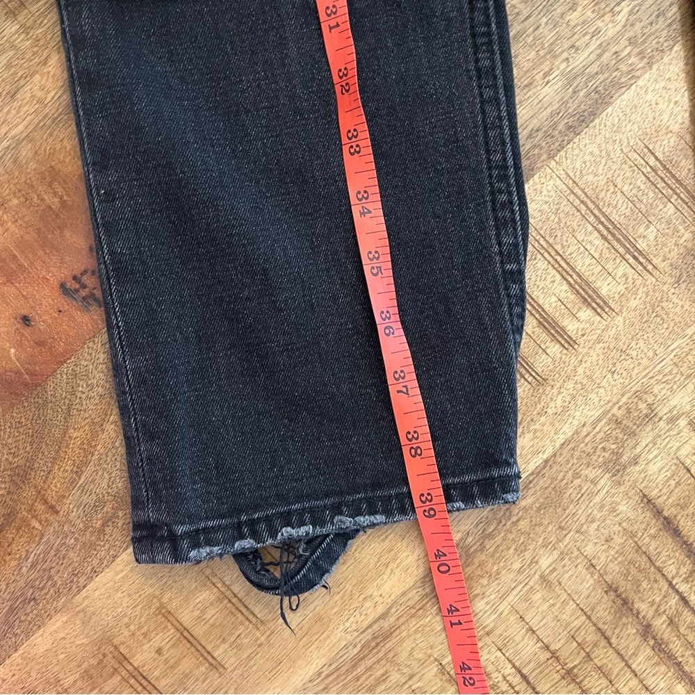 Abercrombie & Fitch Ankle Straight Jeans 27 4 Ultra High Rise Black Distressed - Picture 14 of 14